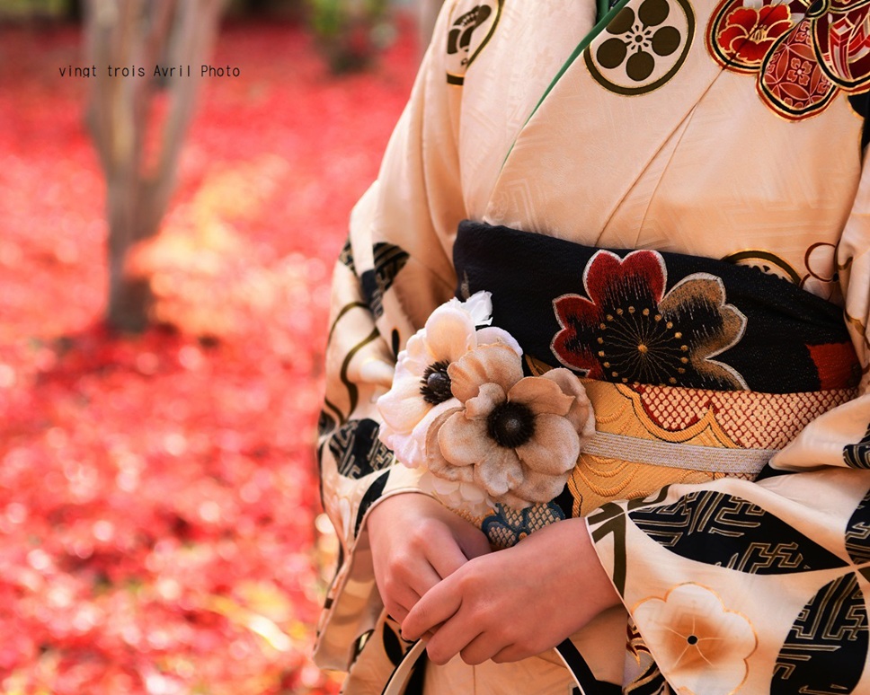 自然光で撮影された振袖姿