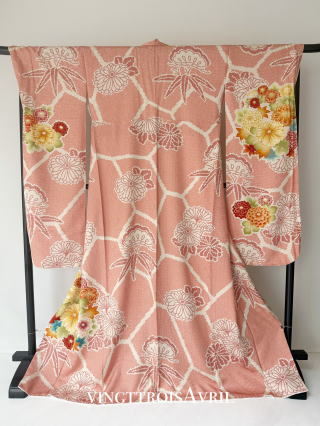 くすみピンクの振袖　札幌レンタル